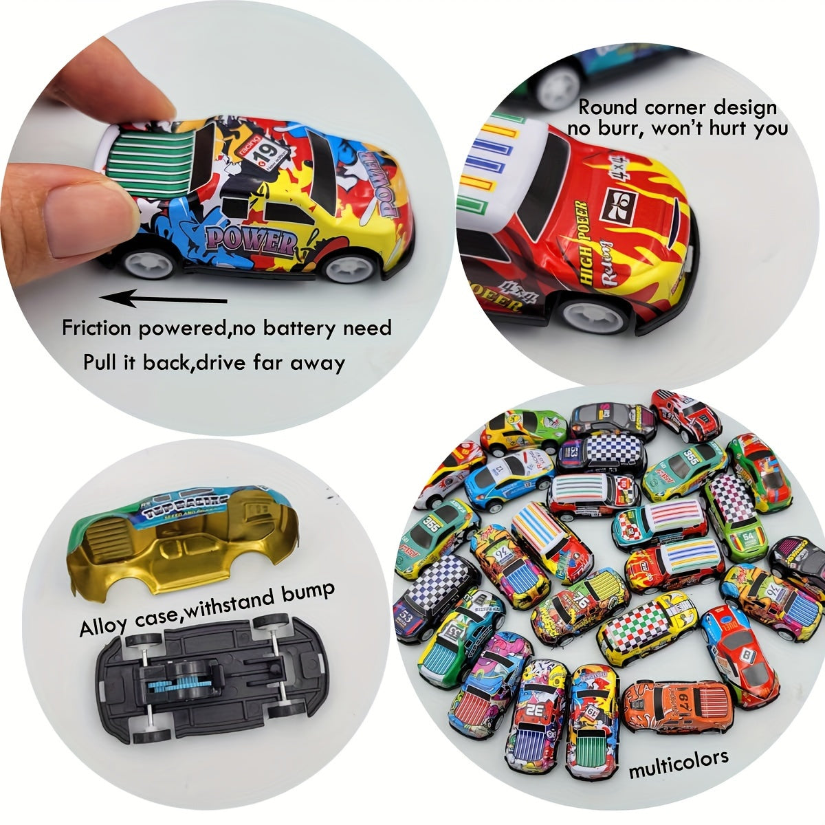 20pcs Pull Back Toy Cars Party Favors Mini Die Cast Race Cars Bulk Gift