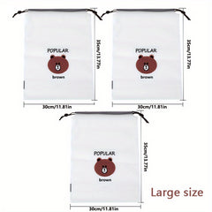 3 Pcs Bear Print Drawstring Storage Pouch Lightweight Shoes Bag