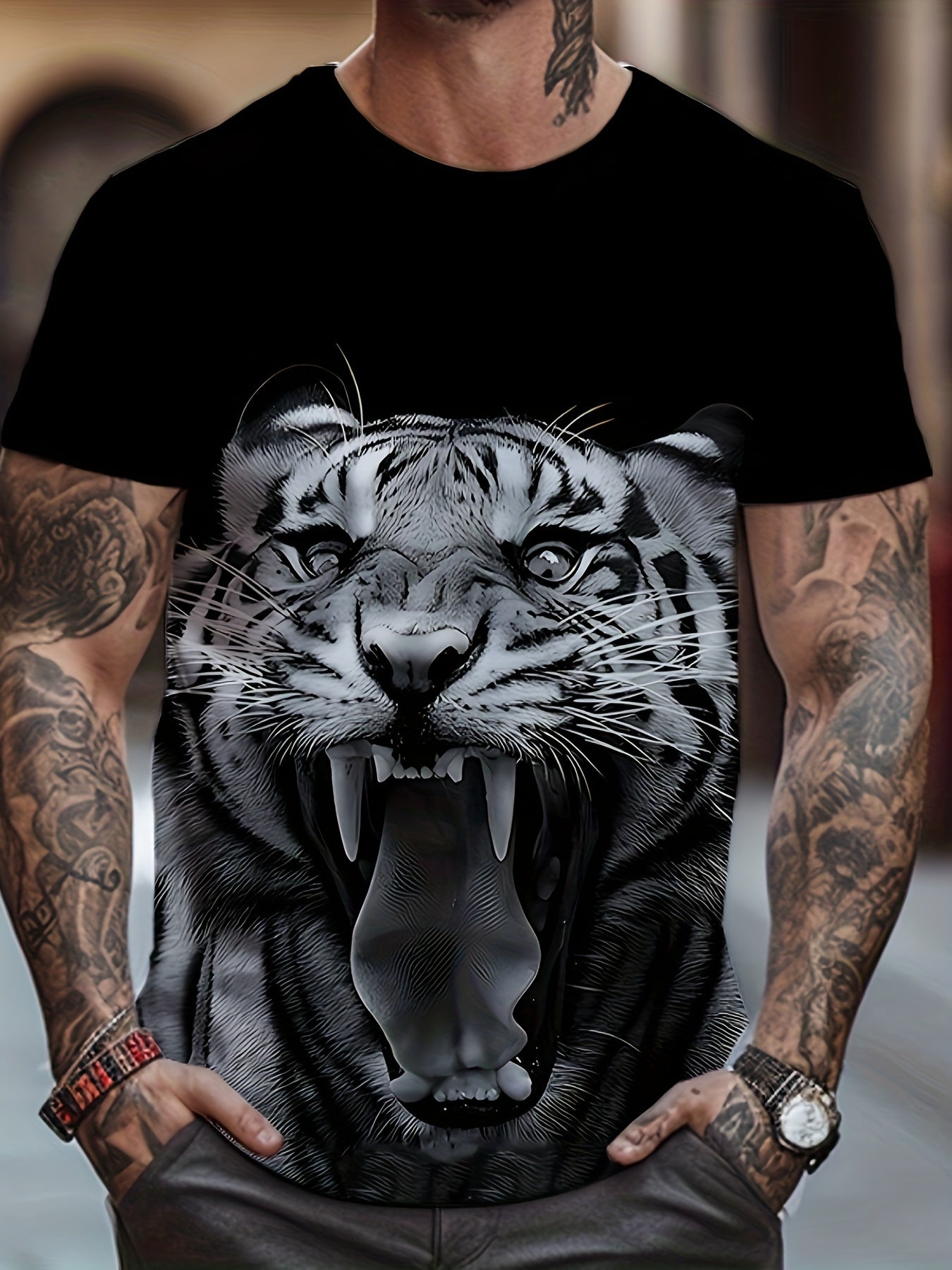 Men's Graphic Print Building Blocks T-shirt for Summer
