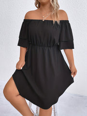  Off Shoulder Layered Sleeve Mini Dress
