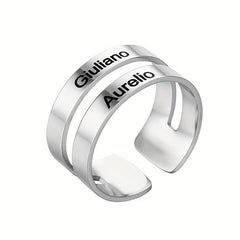 Personalized Engraved Name Ring Stainless Steel Adjustable Finger Ring