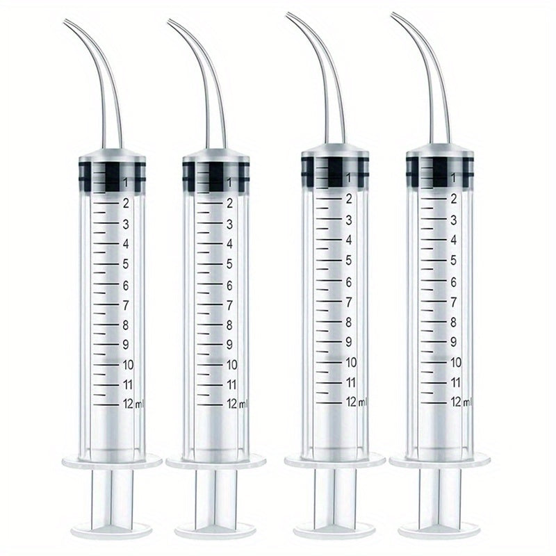4pcs 12ml Reusable Plastic Syringes for Pet Teeth Rinsing & Labs