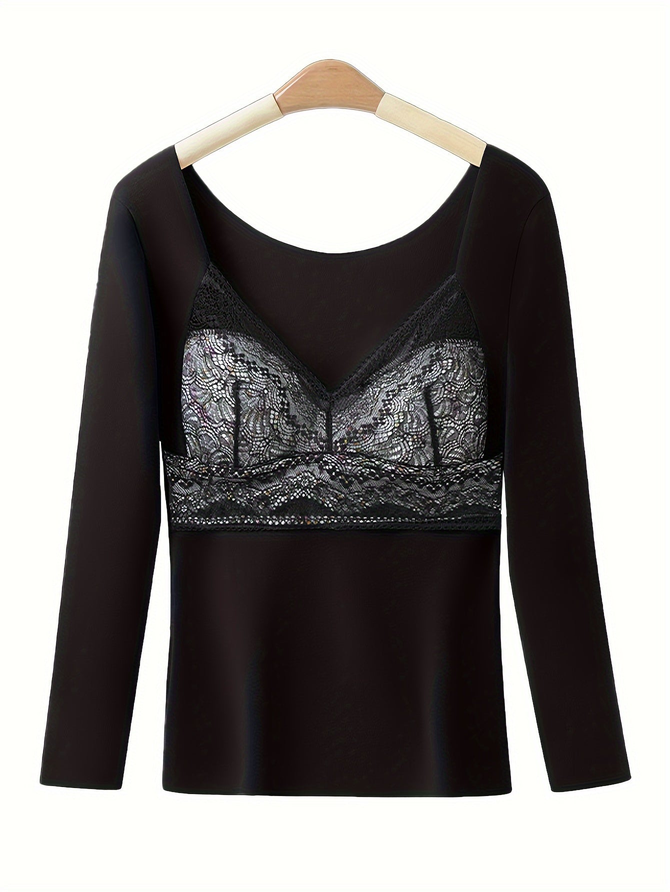 Lace Thermal Underwear Floral Print Top