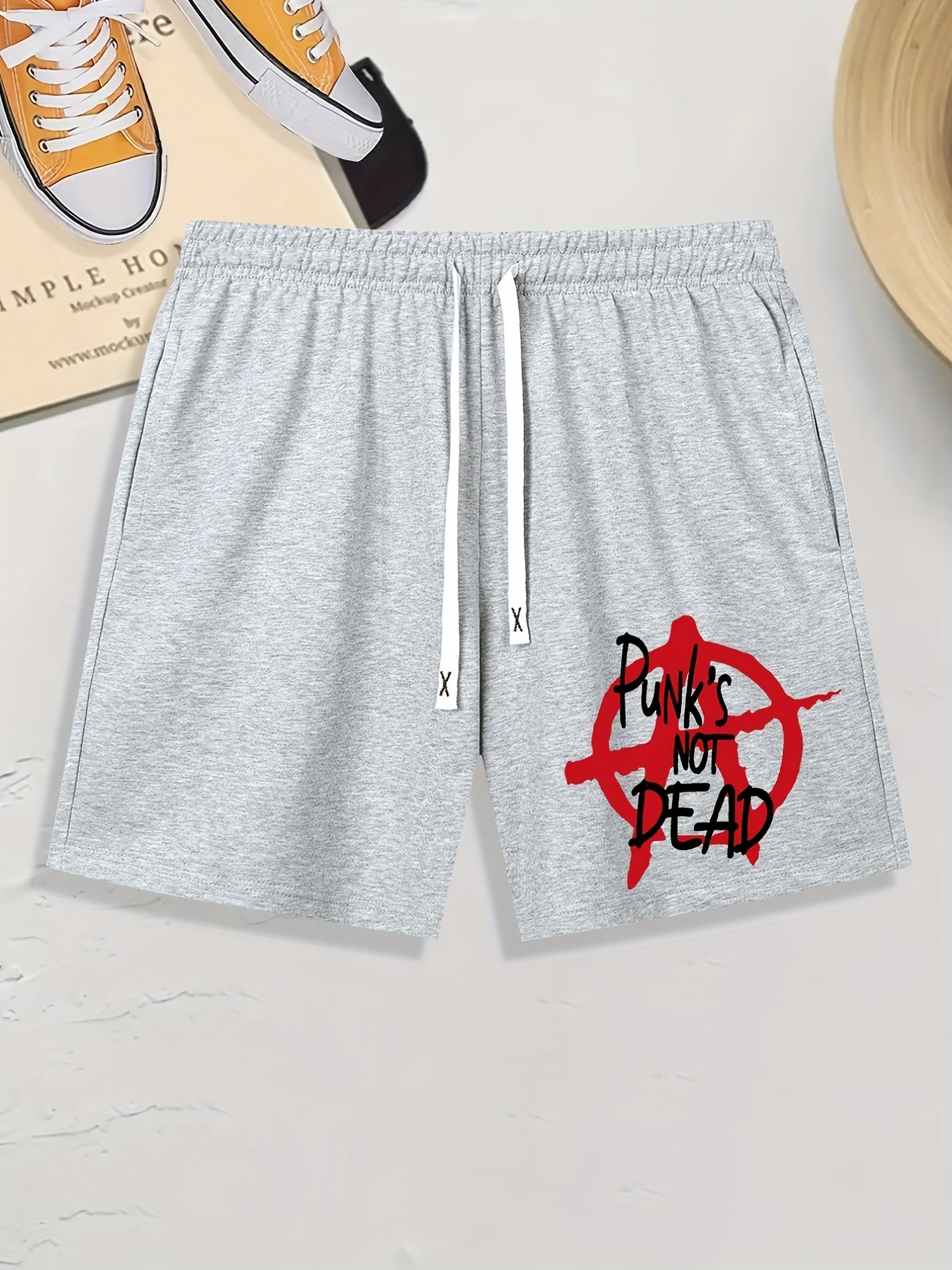 Punk's NOT DEAD Print Men's Drawstring Shorts