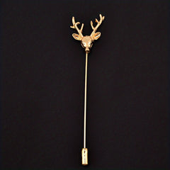 Retro Deer Head Brooch Men's Small Suit Inserted Long Needle Style