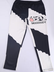 Colorblock Cow Fleece Legging
