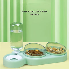 Raised Pet Bowls with Automatic Water Bottle for Dogs and Cats