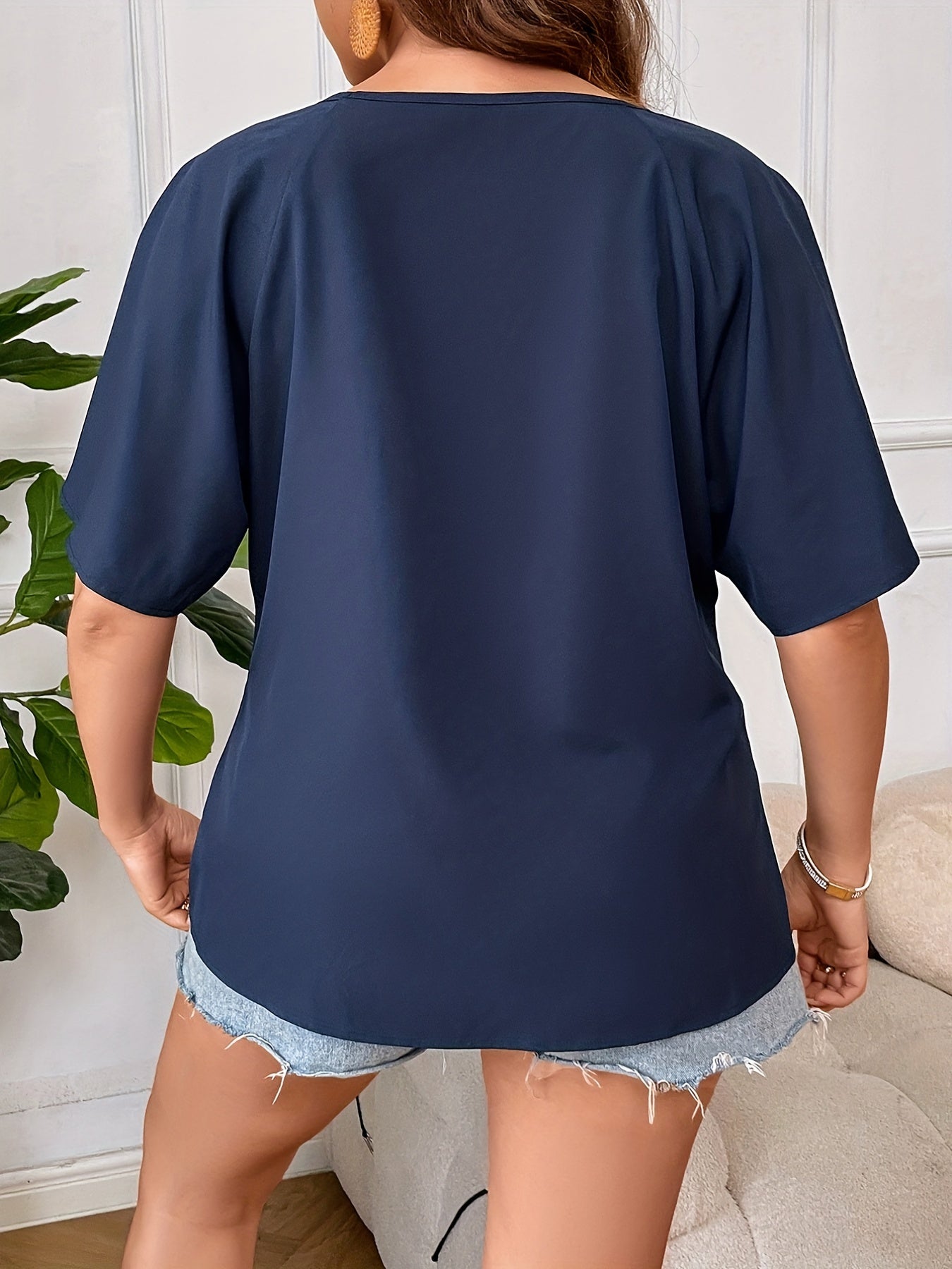  Women's Cut Out Twist V Neck Blouse
