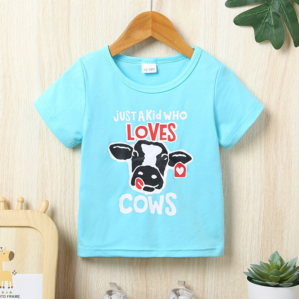 Baby Boys Cow Letter Print Short Sleeve Tee Top