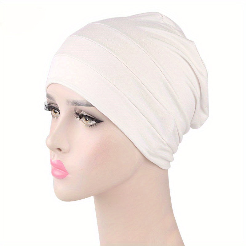 Pleated Turban Cap Head Scarf Women Ramadan Hijab Chemo Hat