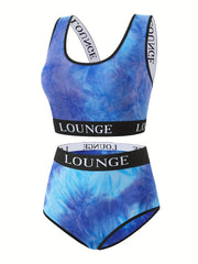  Tie Dye Letter Tape Bra & Panty Set