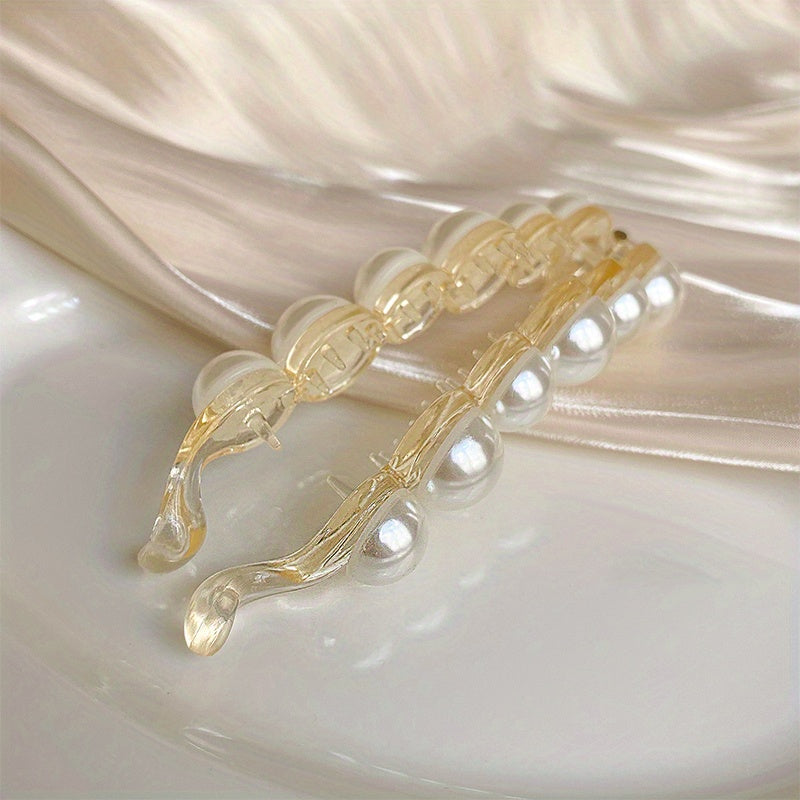 Faux Pearl Ponytail Banana Hair Clip