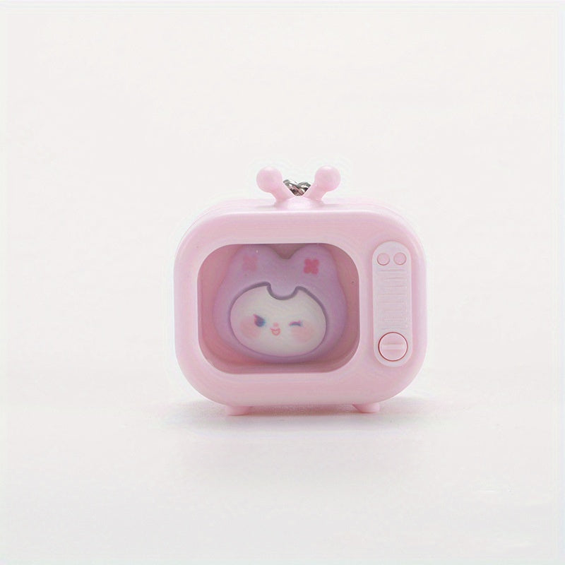 Mini TV Shape LED Cartoon Keychain Ornament for Home and Car