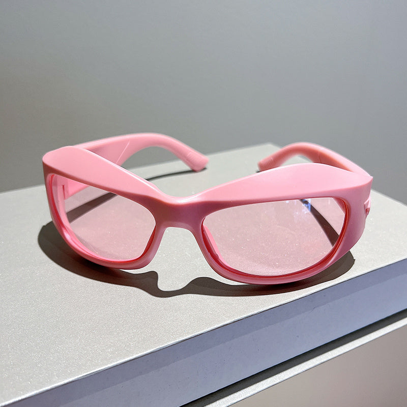 Y2K Wrap Around Sunglasses Thick Frame Sun Shades Unisex Sunscreen Glasses