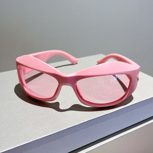 Y2K Wrap Around Sunglasses Thick Frame Sun Shades Unisex Sunscreen Glasses