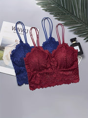 2pcs Lace Wireless Bras Comfy Scallop Trim Women's Lingerie