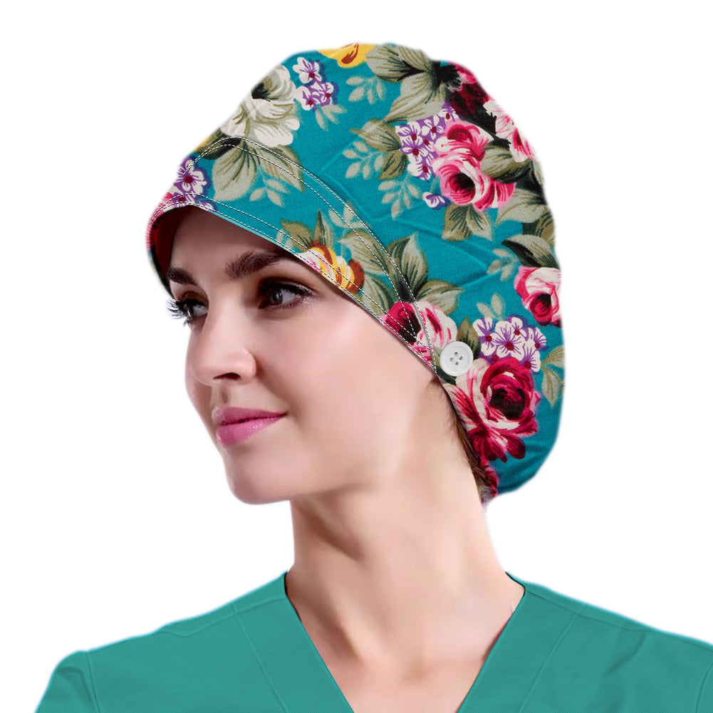 Adjustable Washable Working Cap Button Unisex Cotton Hats Print