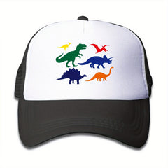 Boys Dinosaur Print Baseball Hat Sunscreen Mesh Breathable Trucker Cap
