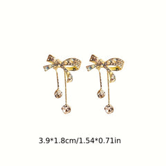 3D Bow Rhinestone Stud Earrings Crystal Studs Birthday Gift