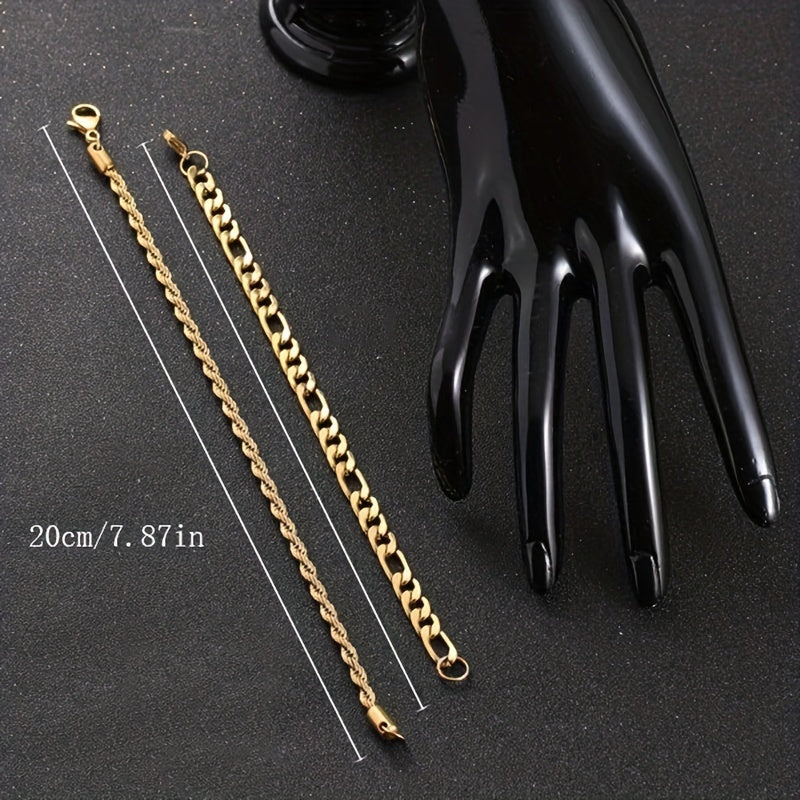 Braided Shape Chain Bracelet Stainless Steel Wristband Men Women