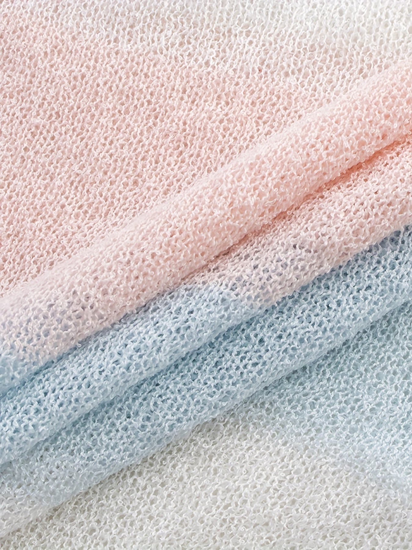  Colorblock Semi Sheer Round Neck Sweater