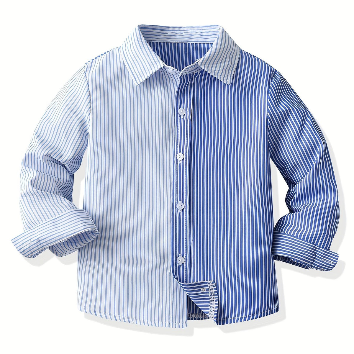 Stripe And Block Graphic Print Boys Top Casual Lapel Shirt Boys Clothes