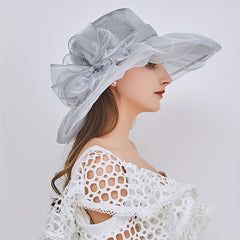 Foldable Flower Organza Sun Hat Solid Mesh Breathable Travel Beach Hats