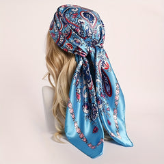 Paisley Print Pattern Silk Feeling Headscarf 89 92cm