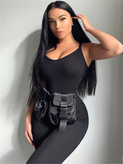 Sexy Spaghetti Bodycon Jumpsuit Sleeveless Workout Summer Jumpsuit Women