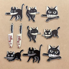 10pcs Halloween Cat & Charm DIY Jewelry Making Supplies