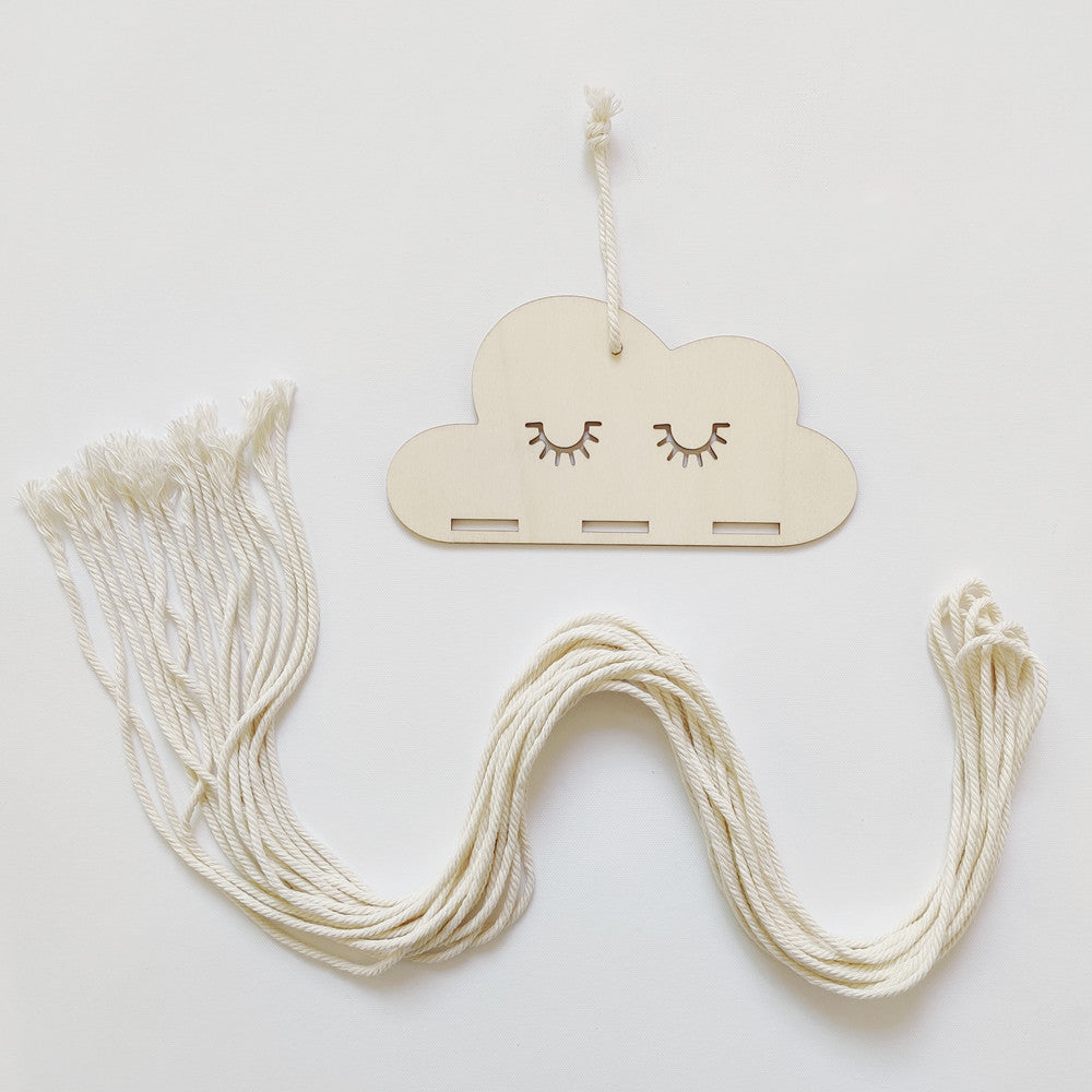 DIY Cloud Wood Chip Hair Clips Storage with 6 Storage Rope
