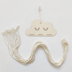 DIY Cloud Wood Chip Hair Clips Storage with 6 Storage Rope