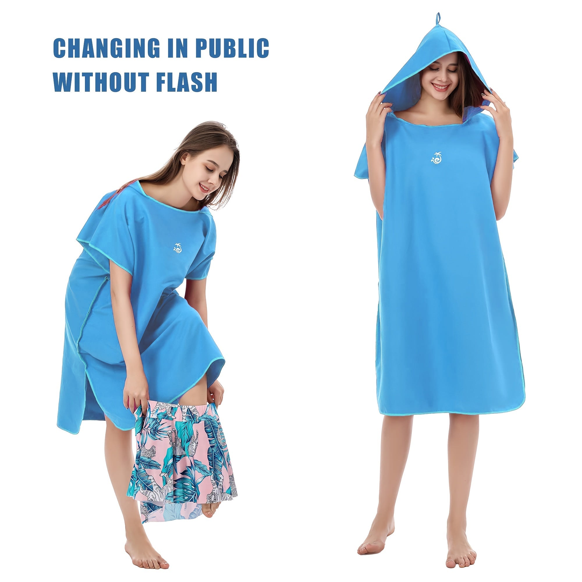 Mutao Portable Changing Robe Towel with Hooded Poncho for Surfing Swimming