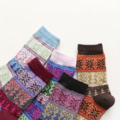 5 Pairs Christmas Print Socks Women's Mid Tube Stockings