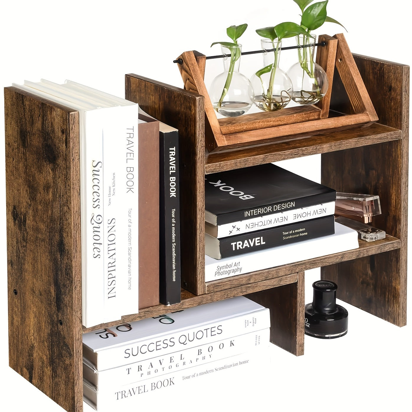 Wooden Office Storage Rack Desktop Organizer Display Shelf