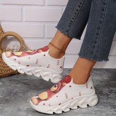 Bear Print Mesh Running Shoes Lightweight Outdoor Sport Sneakers