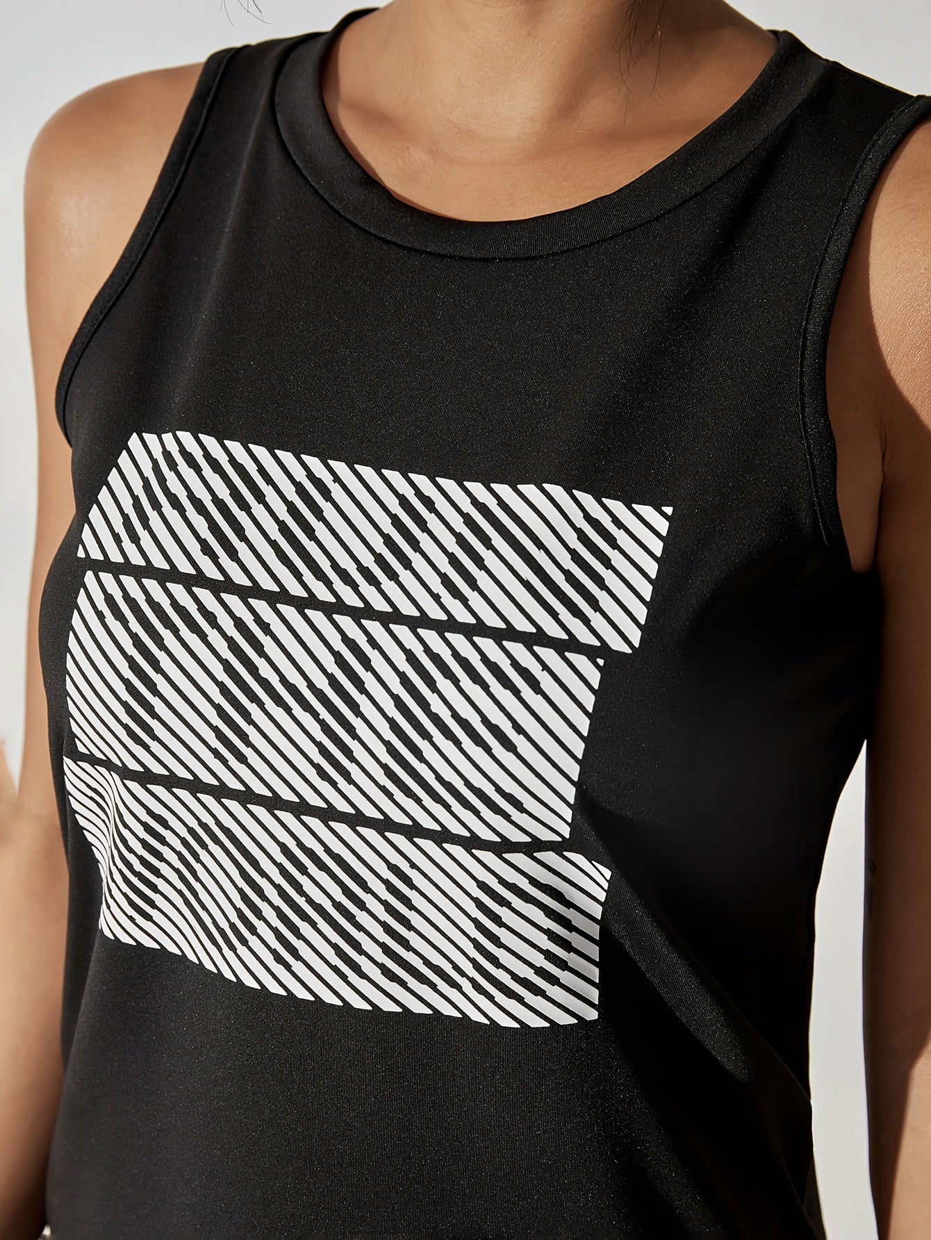Striped Slogan Graphic Sports Tank Top Women's