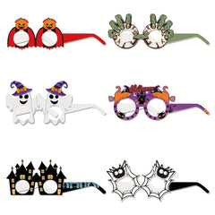 6PCS Halloween Party Decorations Paper Glasses Pumpkin Spider Witch Prop