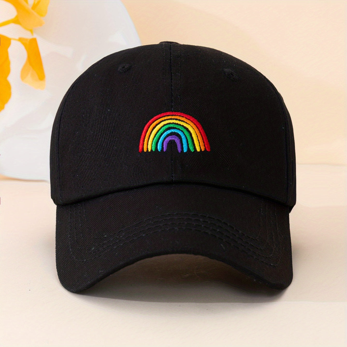 Rainbow Embroidery Casual Baseball Cap Candy Unisex Dad Hats Lightweight