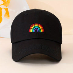 Rainbow Embroidery Casual Baseball Cap Candy Unisex Dad Hats Lightweight