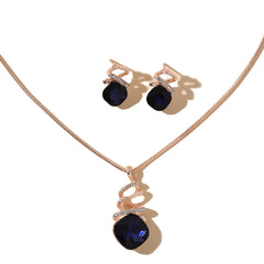 Geometric Crystal Jewelry Set Pendant Necklace & Stud Earrings Wedding