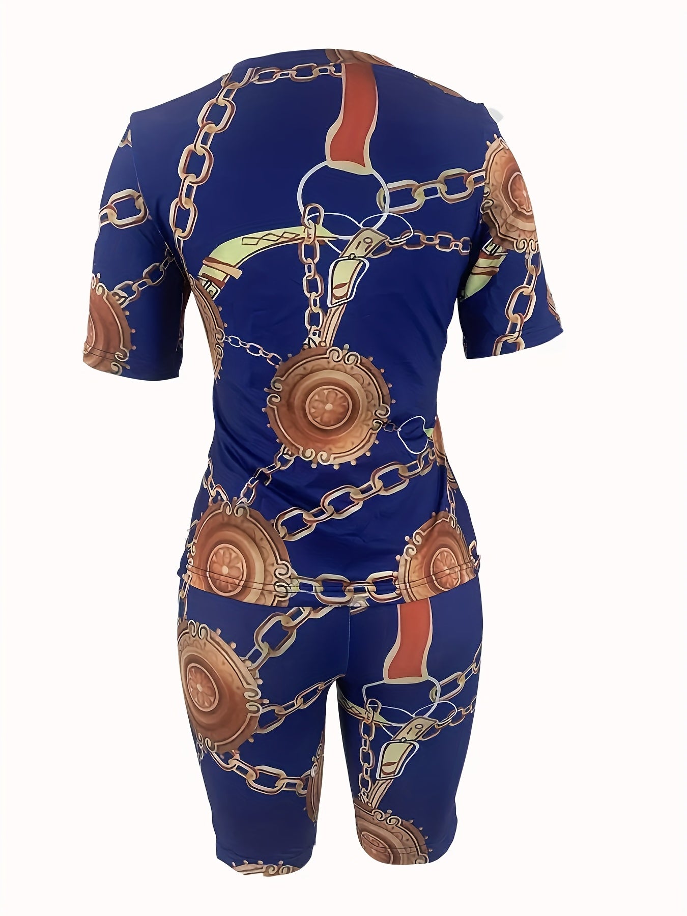 Hourglass Chain Print Casual Two piece Set
