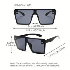 Oversized Flat Top Sunglasses Ombre Lens Square Frame Rivet Decor UV400