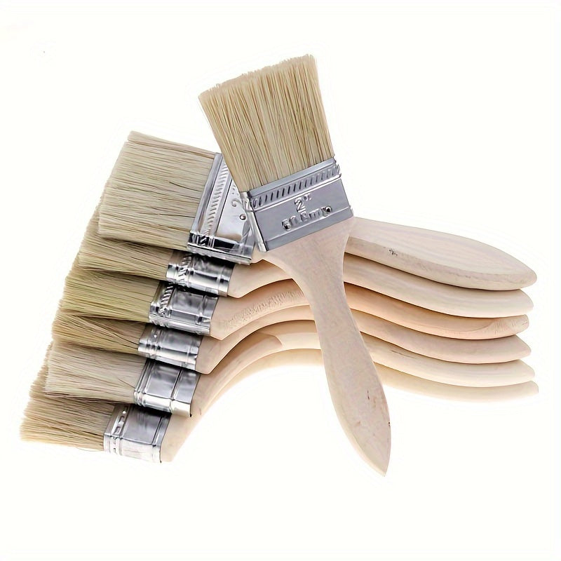 Wooden Handle Hair Brush Thickened Paint Brush Household Tool Brown Brush