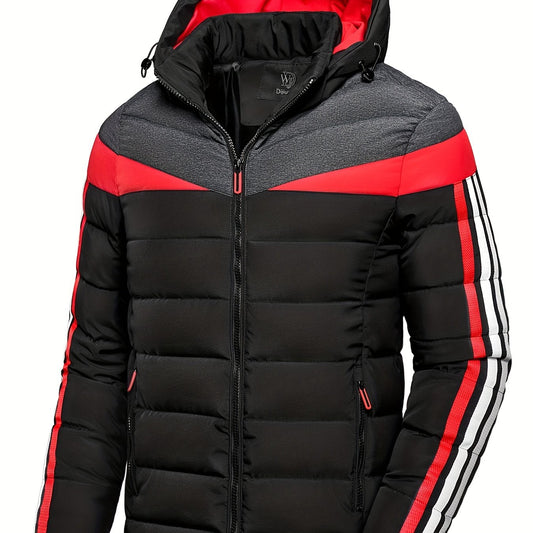 Hooded Winter Jacket Men Zip Up Casual Outdoor Coat