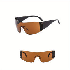 Rimless Y2K Wrap Around Sunglasses UV400