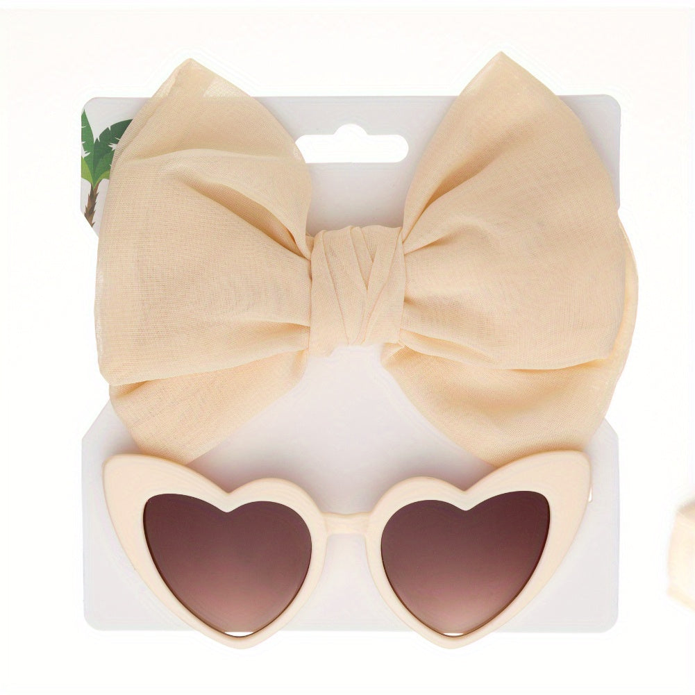 Kids Heart Glasses & Tissue Bow Hairband Set