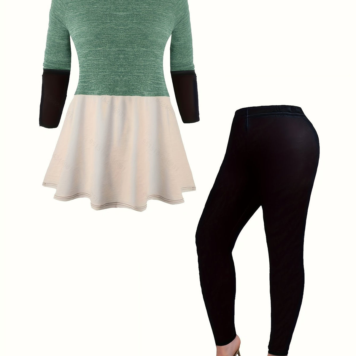  Colorblock Tee & Leggings Set