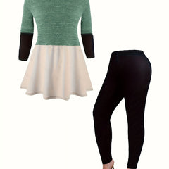  Colorblock Tee & Leggings Set