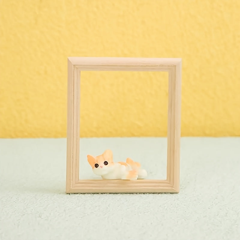 4pcs Wooden Dollhouse Photo Frames 1:12 Scale Light Yellow